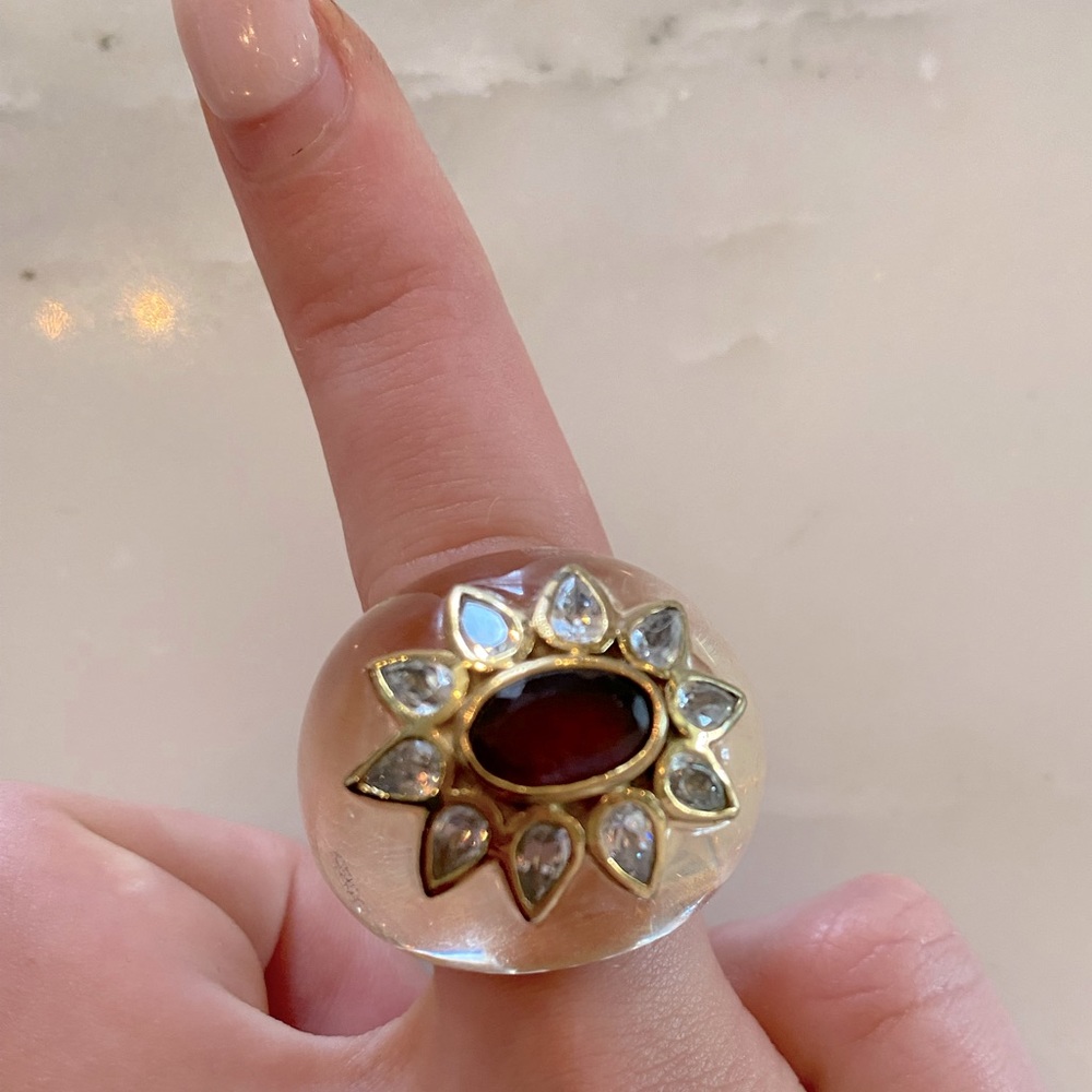 Lucite & gemstone ring